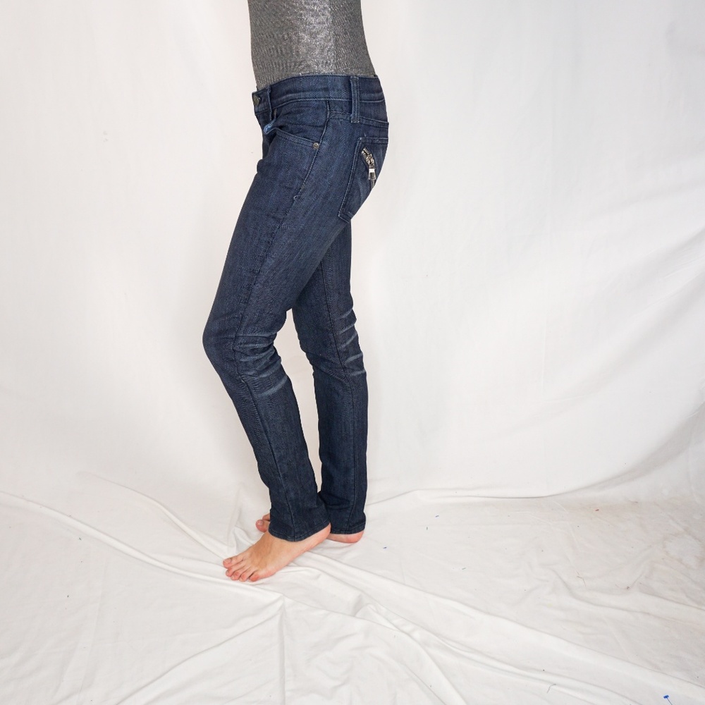 FRANKIE B Straight Leg Jeans 4 Deep Blue - Picture 3 of 5